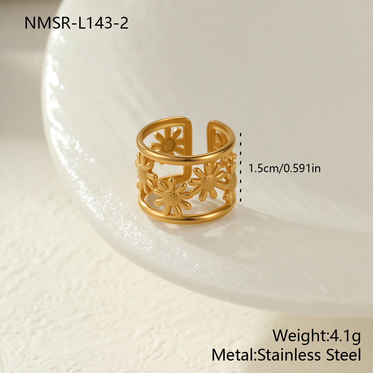 Nmsr-L143-2 Openwork Flower Ring/One Size Picture2