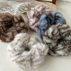 1 stuk luxe retro zebraprint harige dames scrunchies h5 Afbeelding3