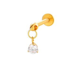 1 Piece Delicate Flower Moon Titanium Alloy Gold Color Zircon Women's Piercing Earrings h5