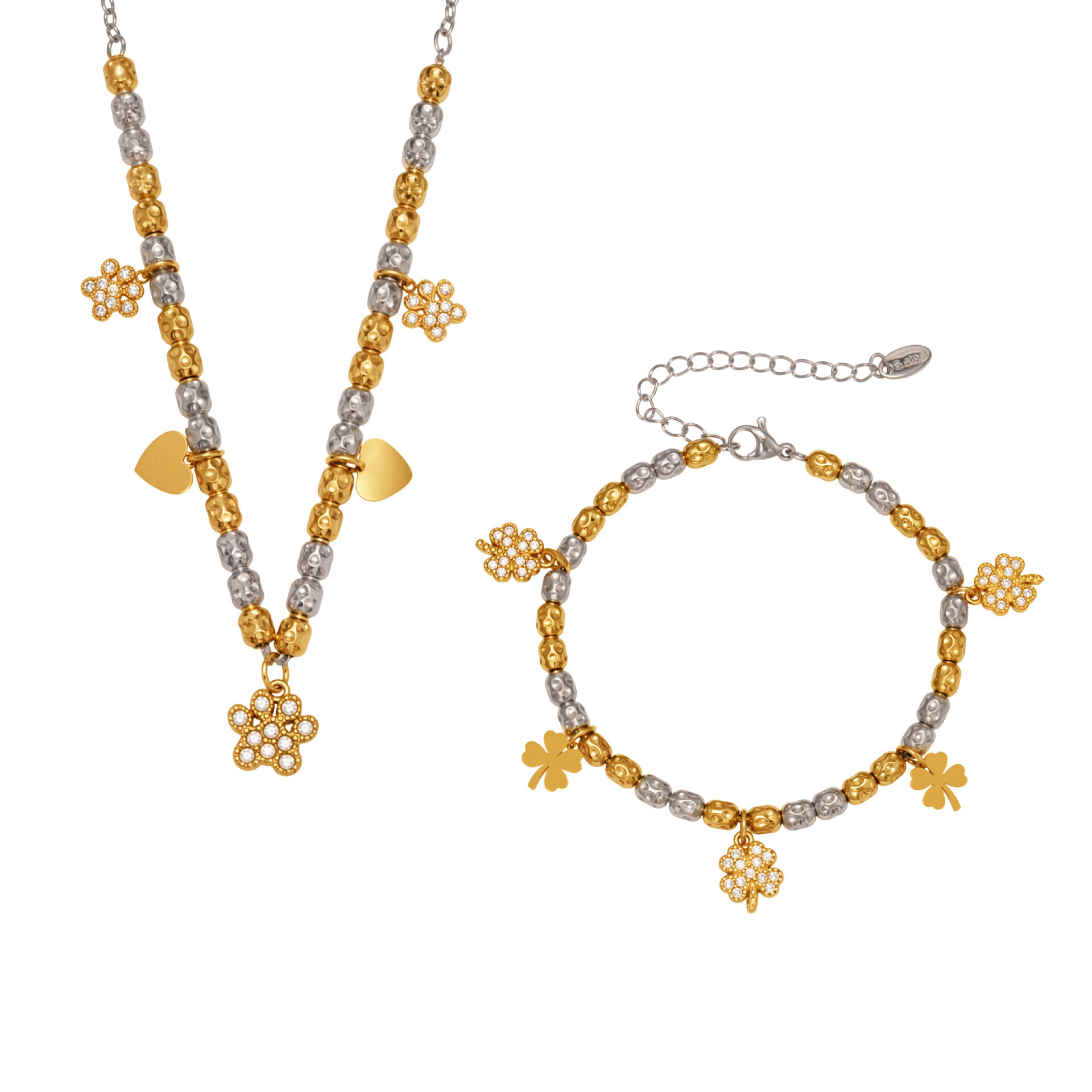 Delicated Mixed Gold Color And Silver Colors Titanium Steel Zircon Women's Jewelry Sets Picture5