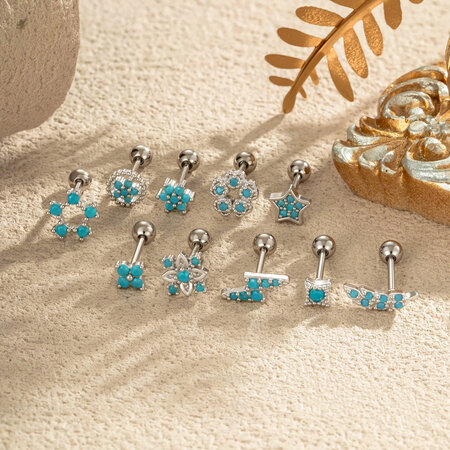 1 Piece Elegant Star Copper Gold Color Green Artificial Gemstone Women's Piercing Earrings 2