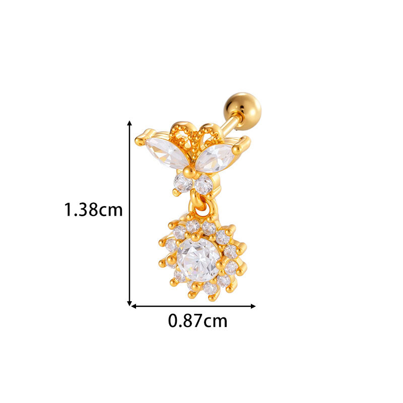 1 Piece Sophisticated Flower Copper Zircon Women's Piercing Earrings Picture2