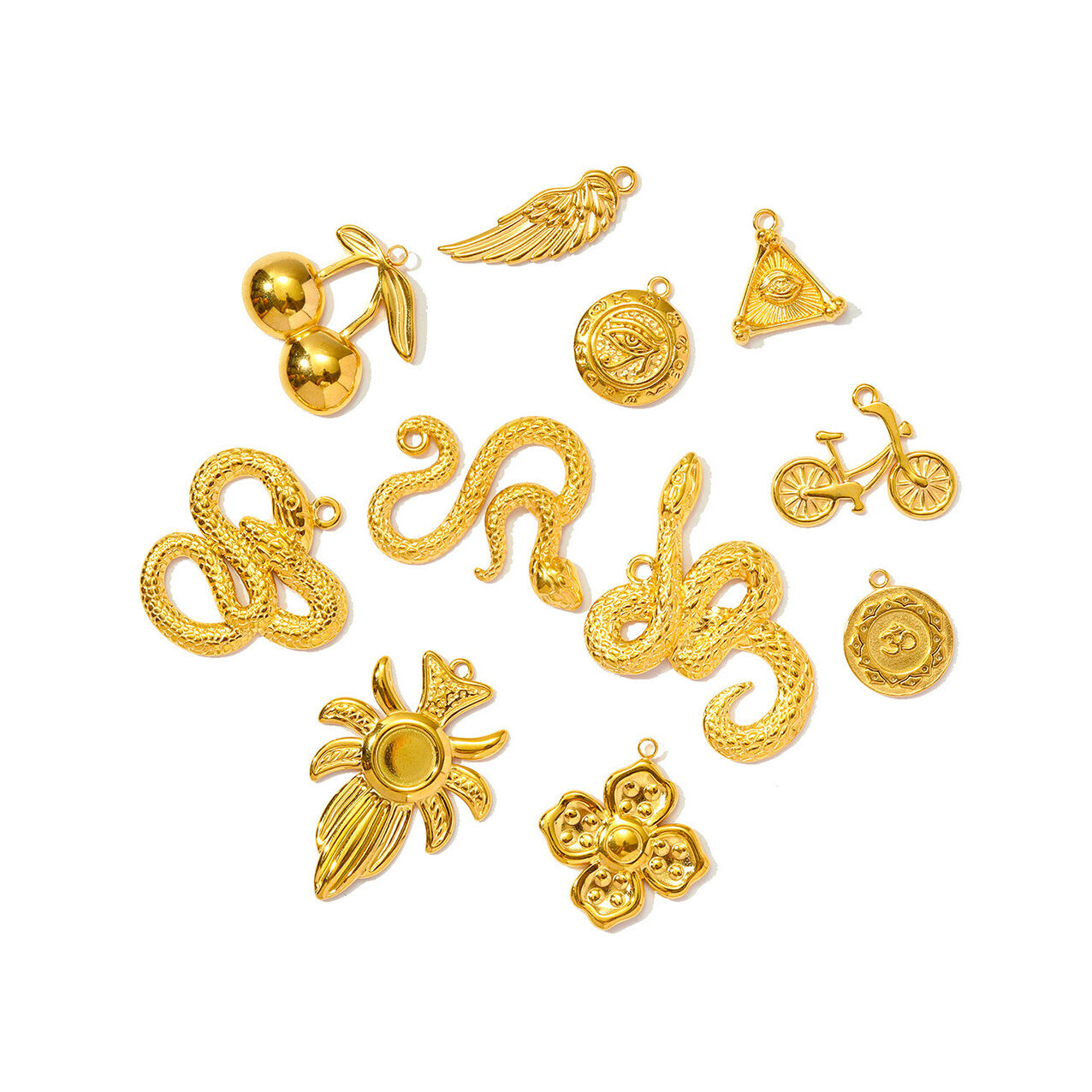 1 pezzo di ciondolo da donna in acciaio inossidabile color oro impermeabile a forma di serpente, serie classica fai da te Immagine2