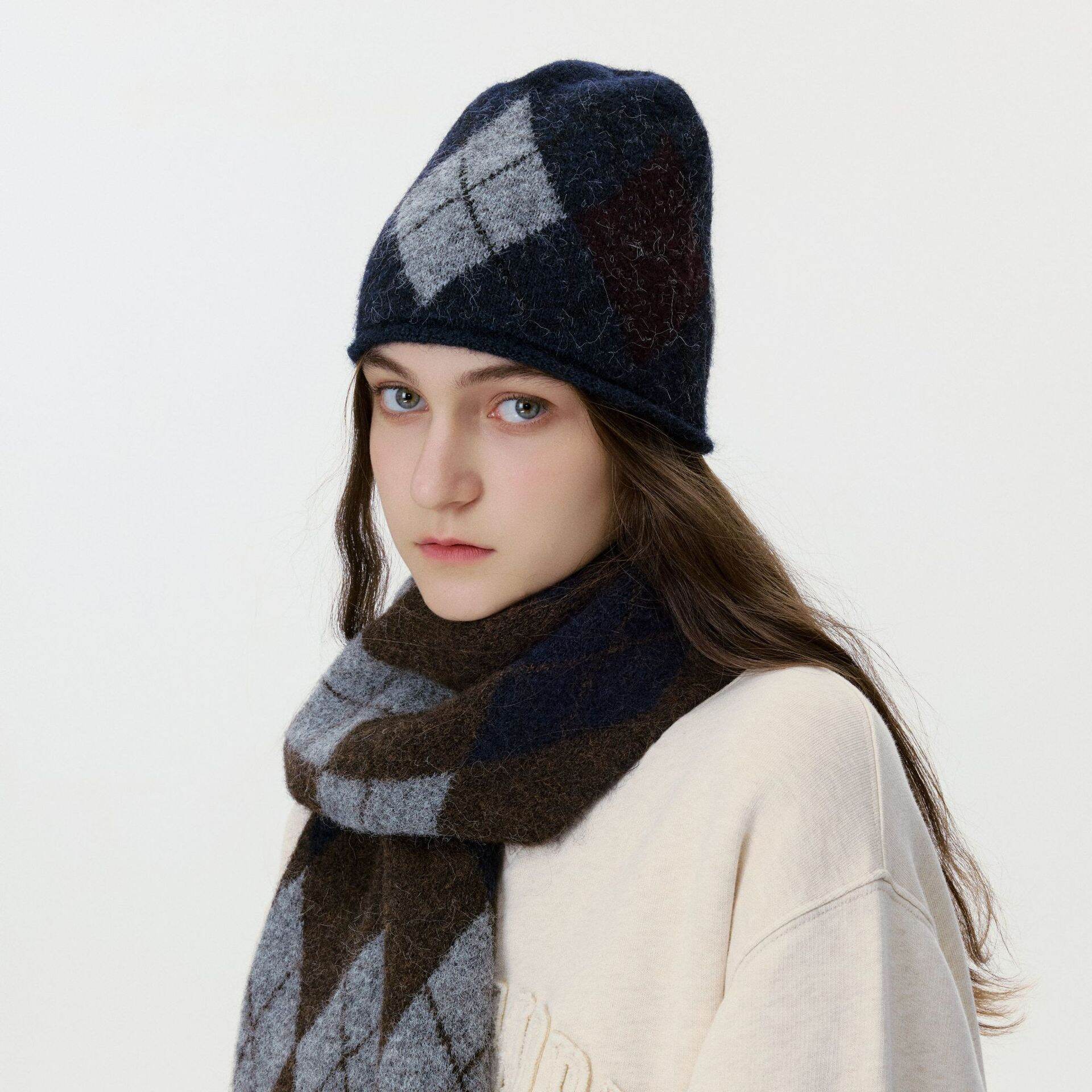 1 Piece Classic Argyle Wool Women's Knitted Hats h5Picture3