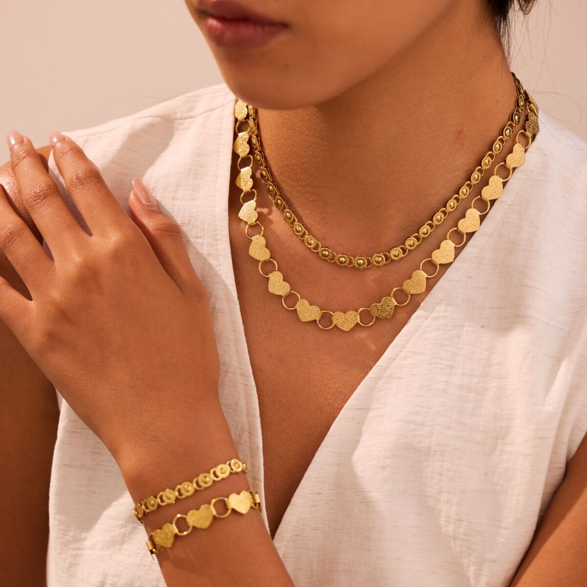 1 stuk luxe hartvormige, uitgeholde ketting van roestvrij staal, waterdicht, sieradenset voor dames