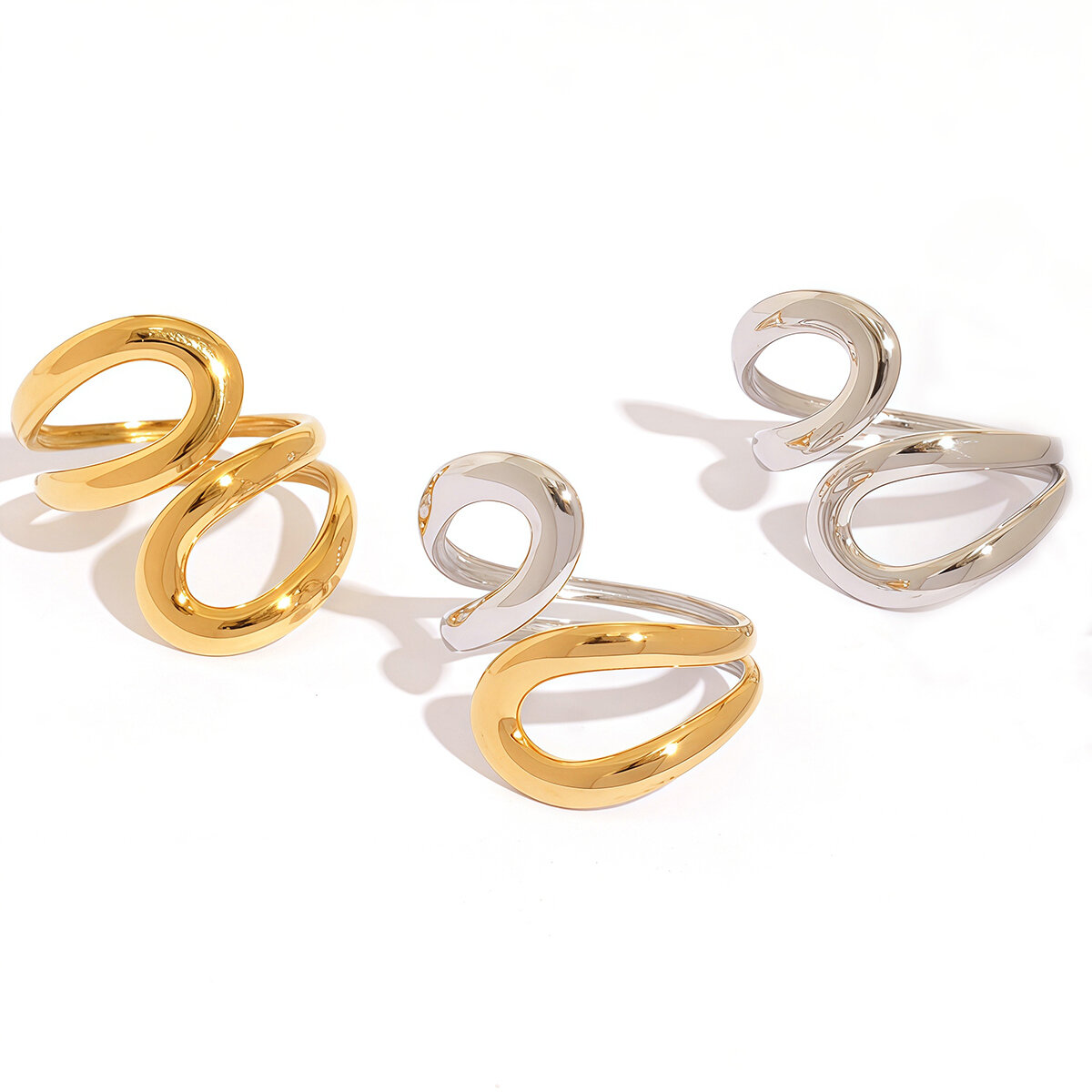 1 Piece Fashion Minimalist Geometric Stainless Steel Waterproof   Gold Color Women's  Statement Rings h5 Picture5