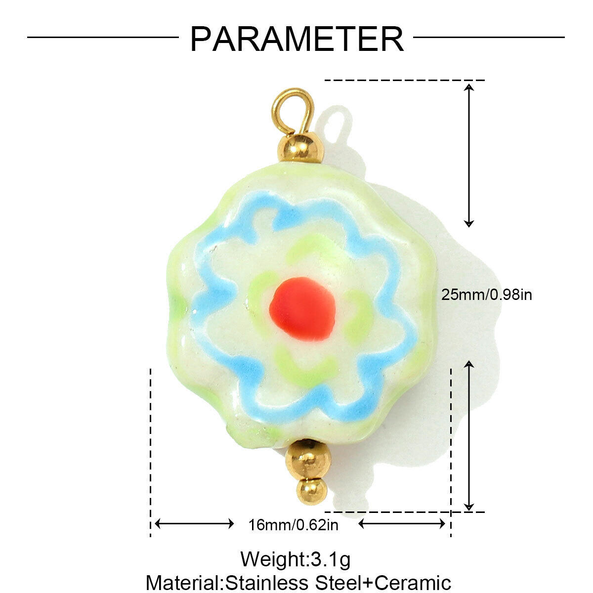 Elegant Flower DIY Ceramics Gold Color Women's Pendants h5 Picture2