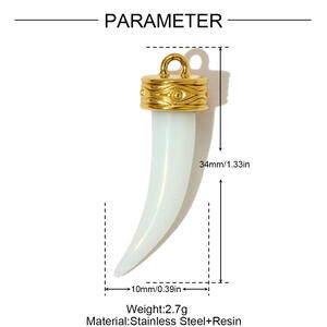Classic Wolf Tooth Shape Titanium Steel Gold Color Women's Pendants h5 Picture2