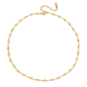 Collier chaîne femme simple et discret en acier inoxydable, couleur or, avec pendentif cœur discret. h5
