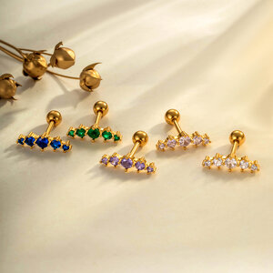 1 pezzo di orecchini da piercing da donna in zircone color rame e oro, di forma rotonda e decorata h5 Immagine5