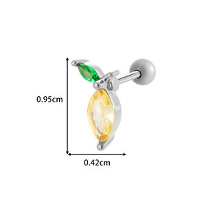 1 Piece Vivid Fruit Copper Gold Color Zircon Women's Piercing Earrings h5 Picture2