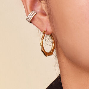 1 Pair Daily Patchwork Stainless Steel Waterproof Gold Color Women's Hoop Earrings h5 Picture4