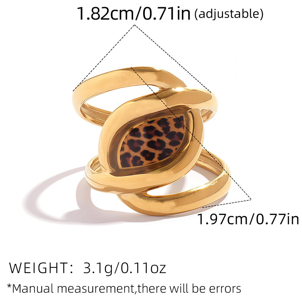 1 Piece Retro Irregular Shape Stainless Steel Waterproof Gold Color Women's Statement Rings h5Picture2
