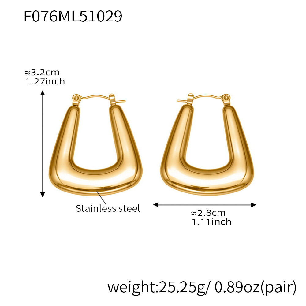 1 Paar moderne, einfarbige, wasserfeste, goldfarbene Damen-Creolen aus Edelstahl h5Bild2