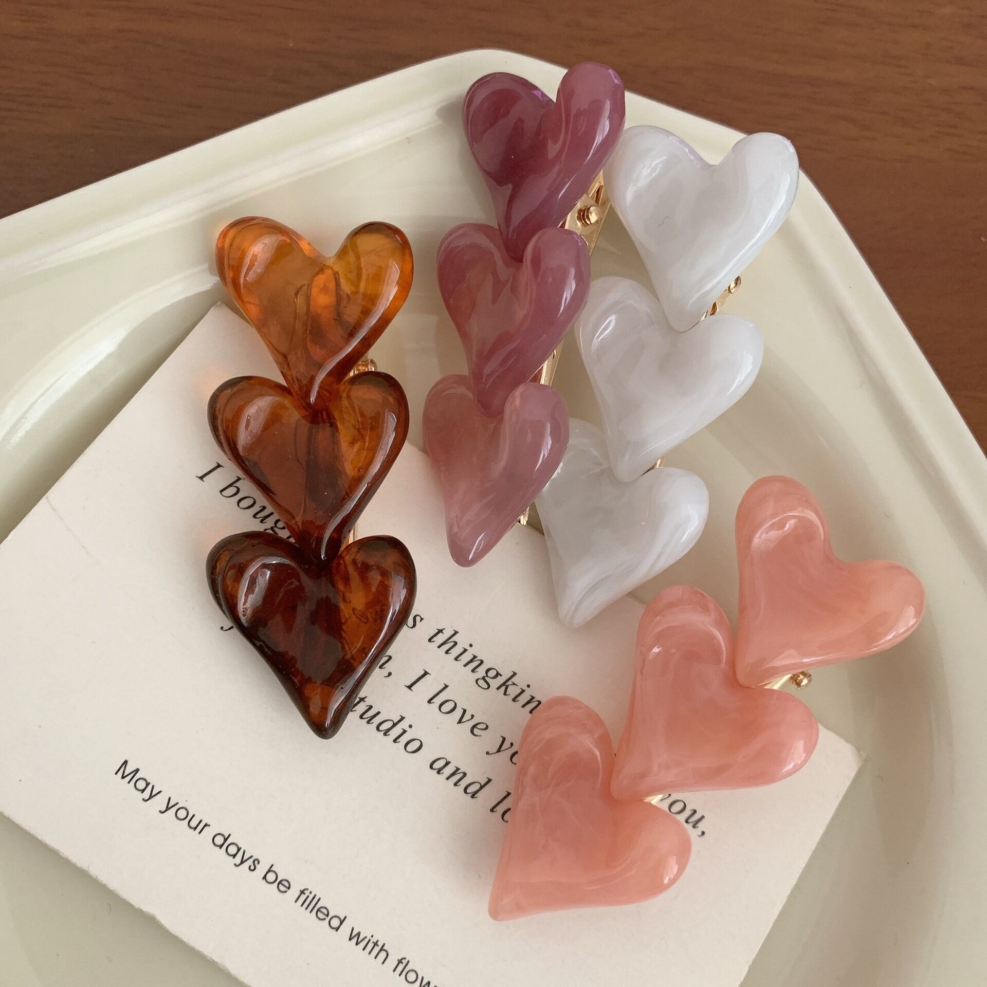 1 Piece Romantic Series Sweet Heart Resin Women's Hair Clips 2
