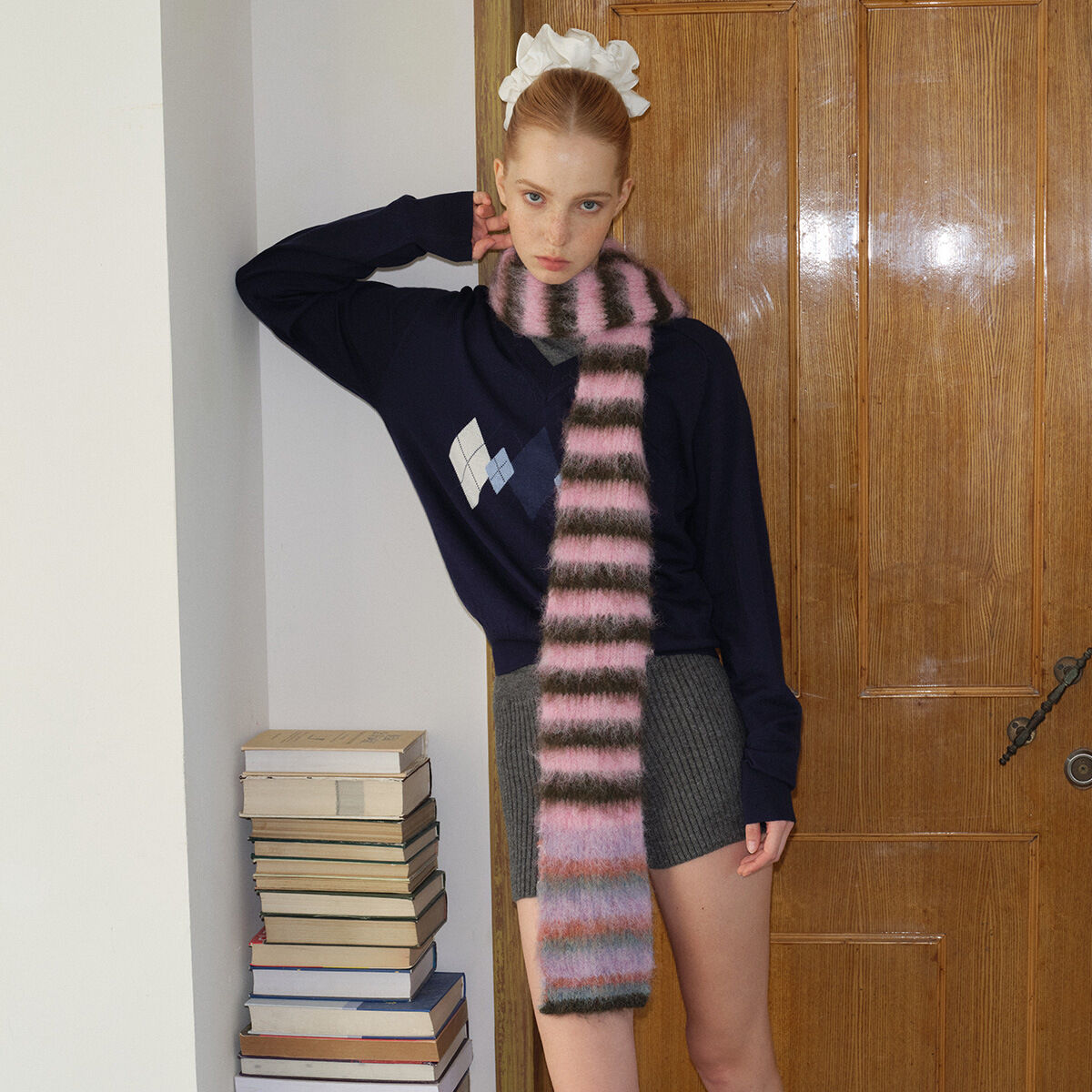 1 Piece Color-blocking Stripes Winter Scarf h5 Picture3