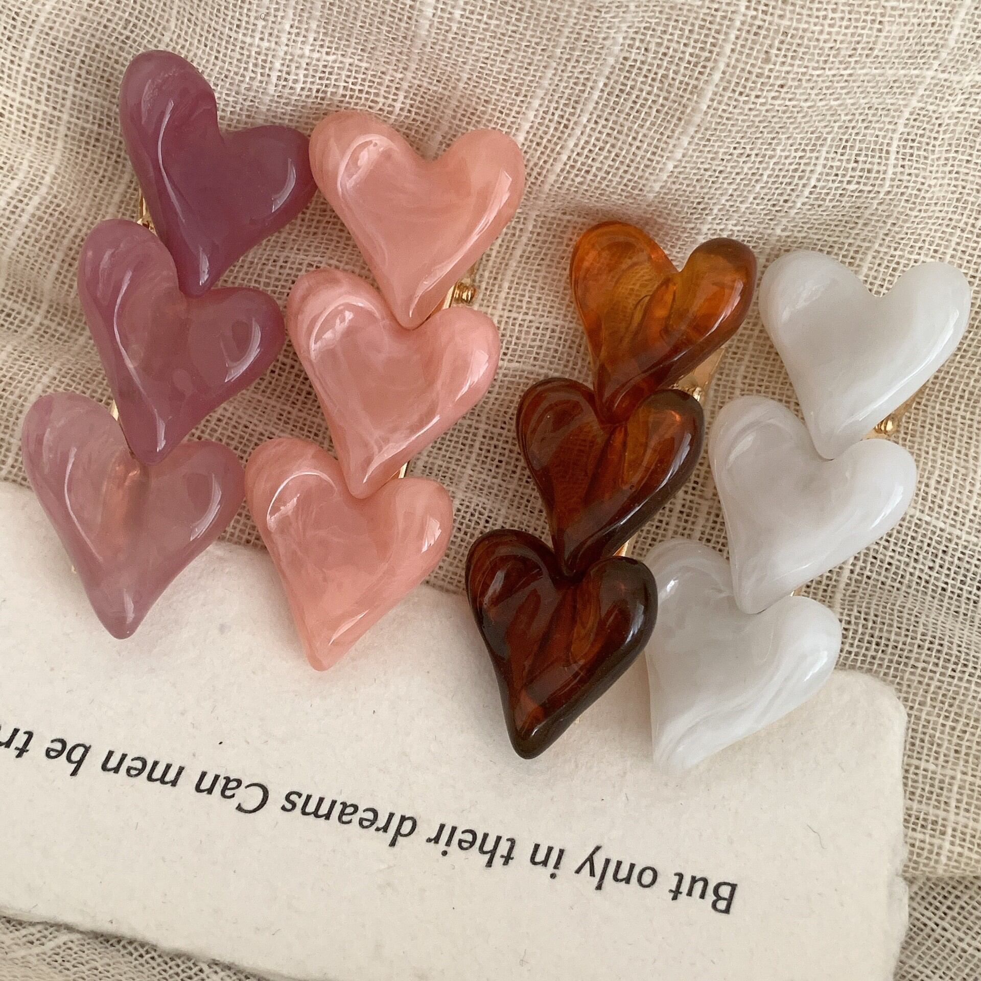 1 Piece Romantic Series Sweet Heart Resin Women's Hair Clips
