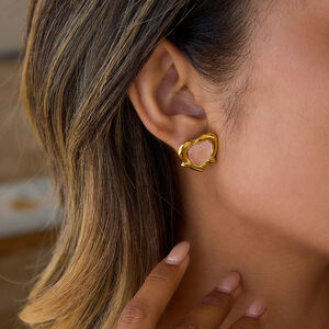 1 Pair Romantic Heart Stainless Steel Waterproof Gold Color Women's Stud Earrings h5 Picture4