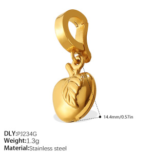 1 Piece Enamel Fruit Cherry Stainless Steel Waterproof Gold Color  Diy Pendant h5 Picture2
