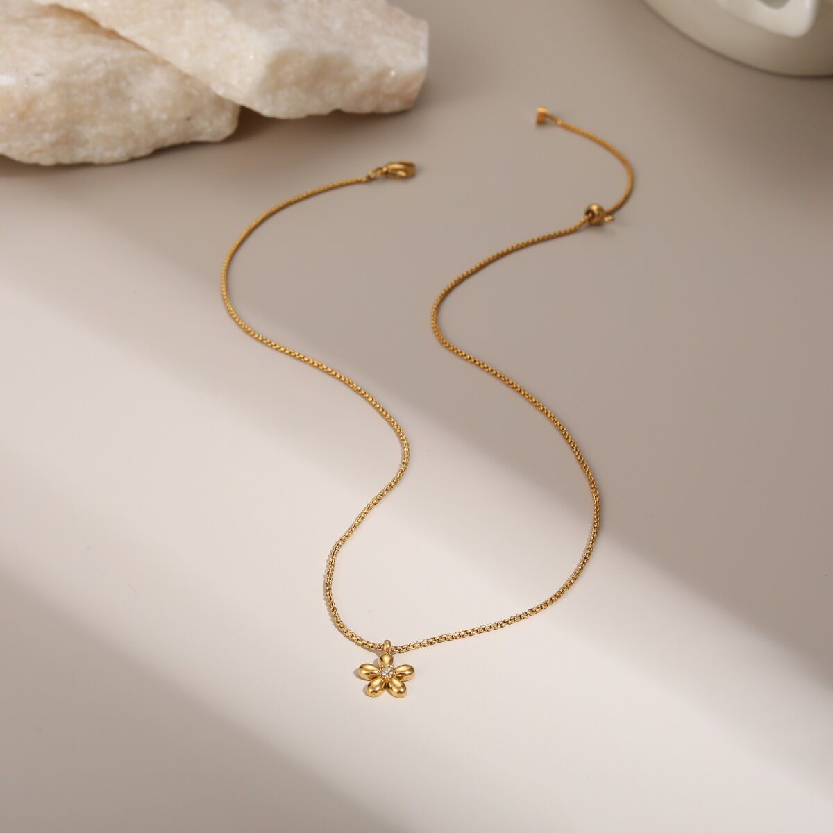 1 Piece Daily Flower  Stainless Steel Waterproof  Gold Color  Women's Jewelry Sets Picture3
