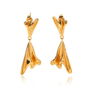 1 Pair Irregular Shape Stainless Steel Waterproof Gold Color Drop Earrings h5