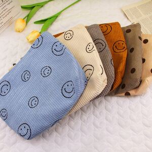 1 Piece Smiling Face Corduroy Makeup Bag h5 Picture2