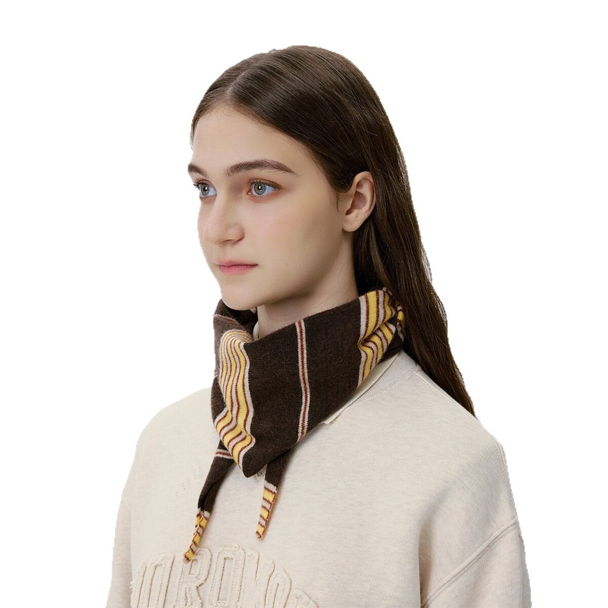 1 Piece Retro Stripe Wool Women's Triangle Winter Scarves h5Picture6