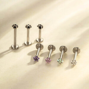 1 Adet Sade Yıldız Paslanmaz Çelik Su Geçirmez Zirkon Kadın Piercing Küpe h5 Resim3