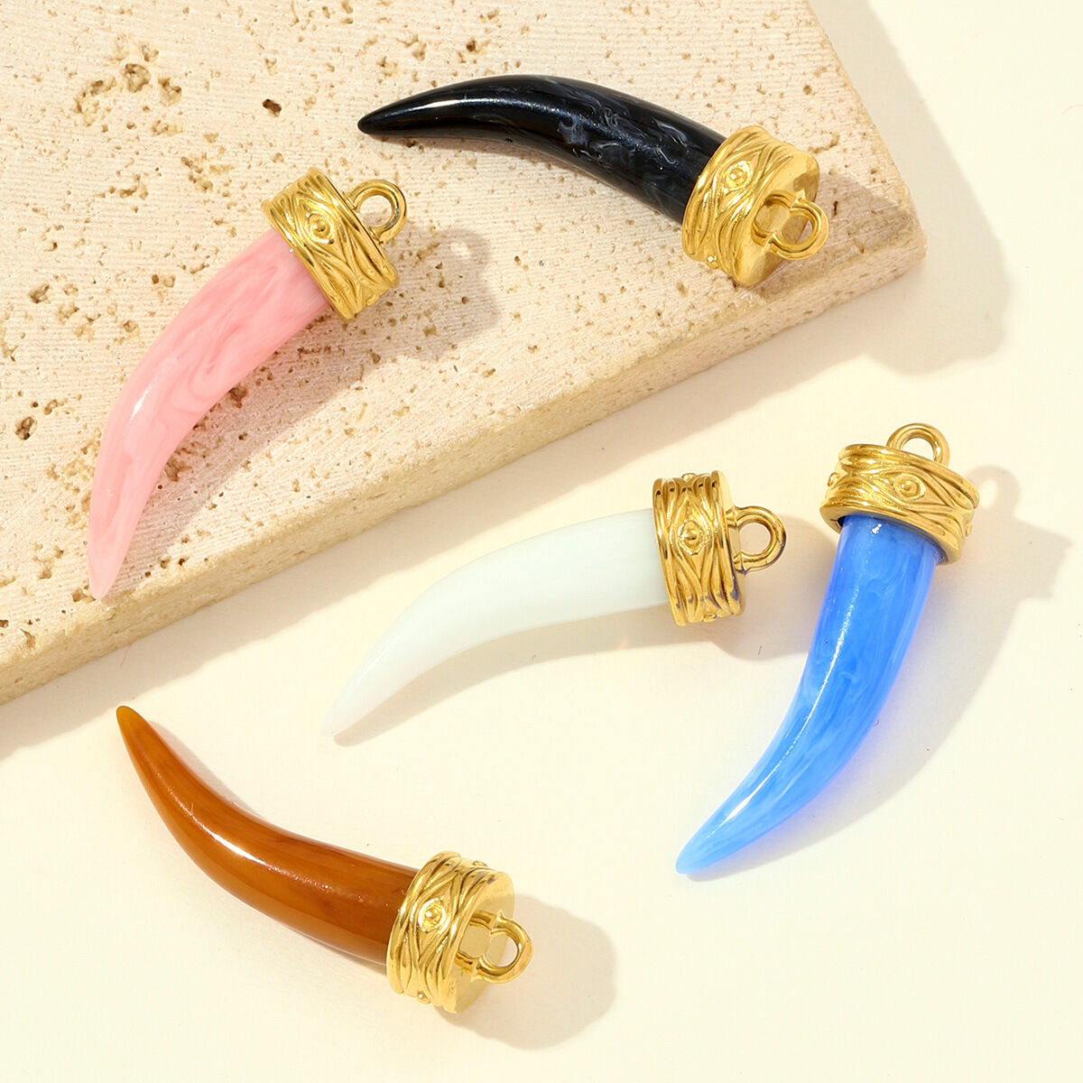 Classic Wolf Tooth Shape Titanium Steel Gold Color Women's Pendants h5 Picture5