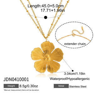 Romantic Flower Stainless Steel Waterproof Gold Color Women's Jewelry Sets h5