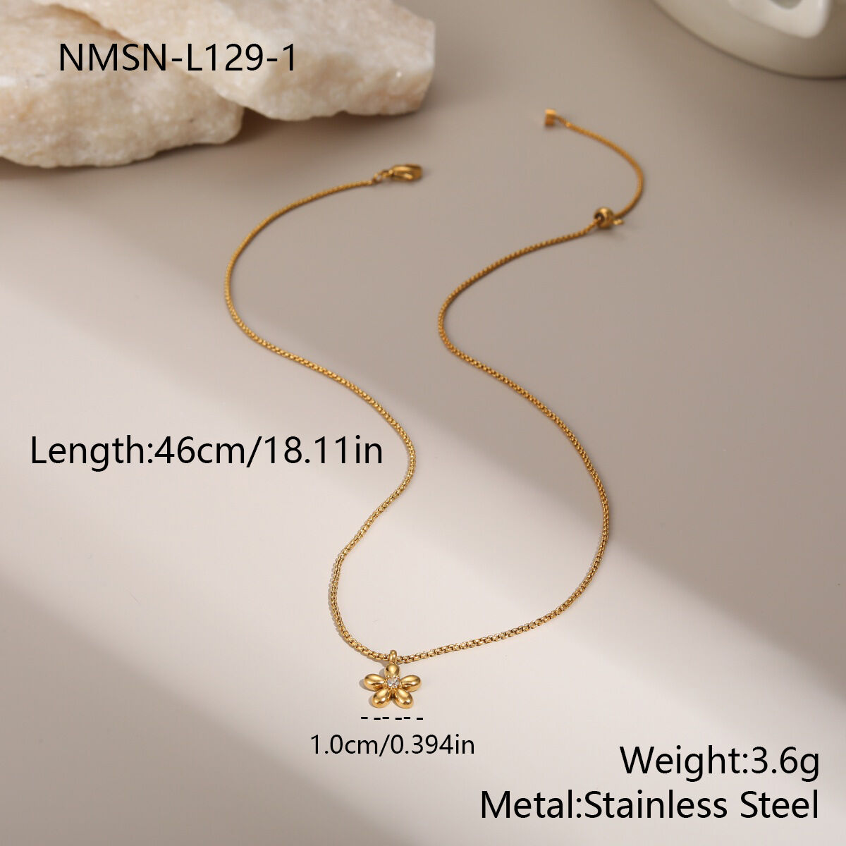 1 Piece Daily Flower  Stainless Steel Waterproof  Gold Color  Women's Jewelry Sets h5 