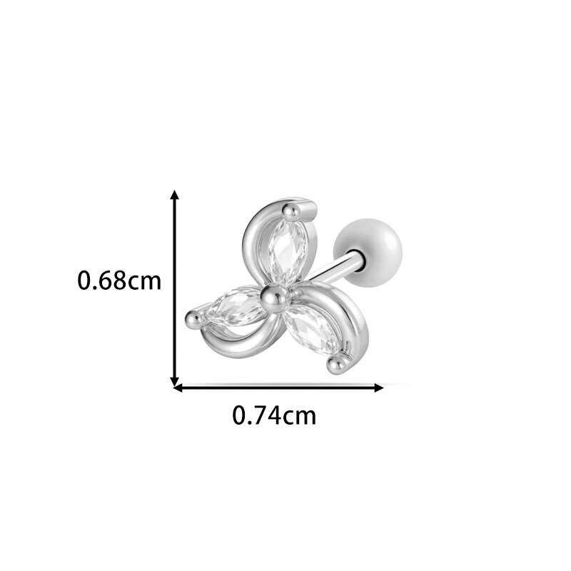 Boucles d'oreilles piercing femme, 1 pièce, forme cœur papillon, couleur cuivre doré, zircon. h5 Image2