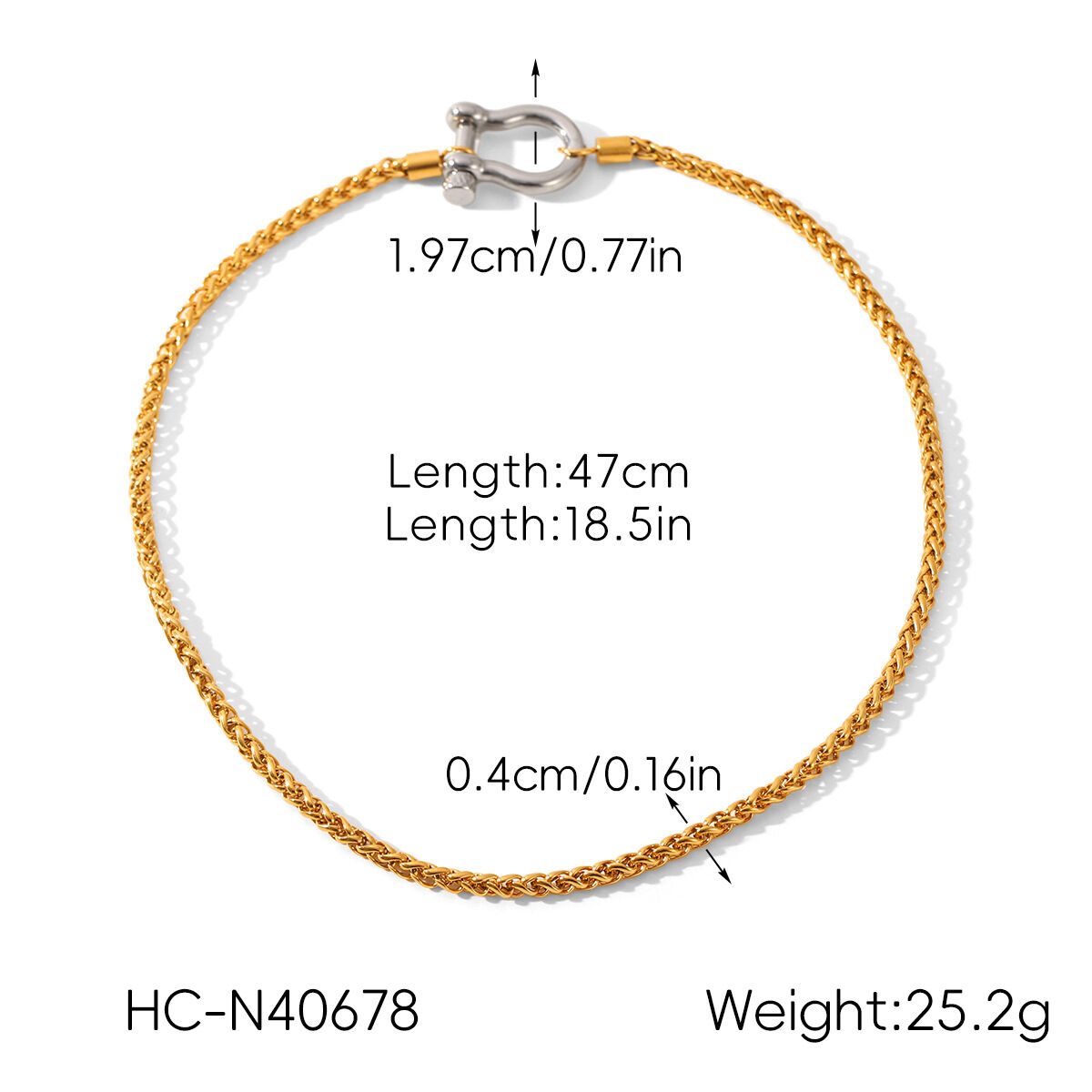 Collana con catena mista impermeabile in acciaio inossidabile a forma di U da 1 pezzo h5 Immagine2