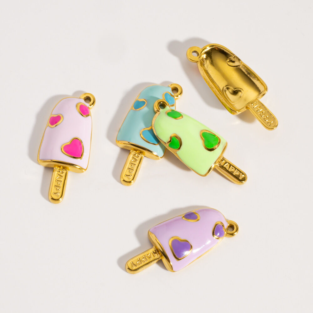 1 Piece Cute Ice Cream DIY  Stainless Steel Waterproof Women's Pendants Picture3