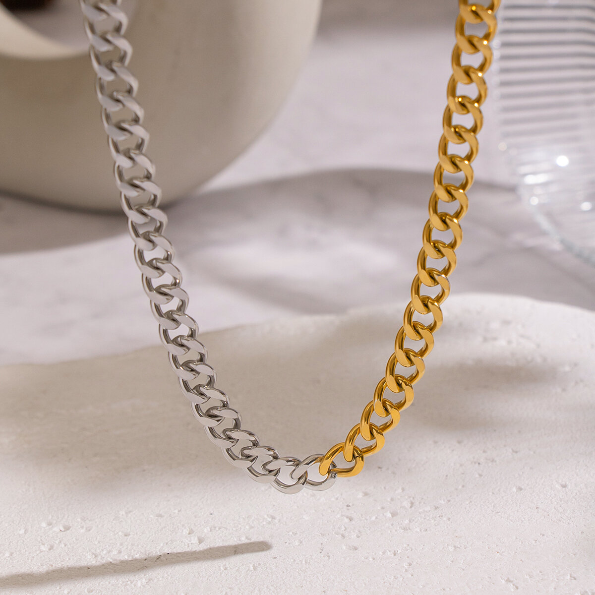 1 Piece Chain Stainless Steel Waterproof Mixed Color Necklace