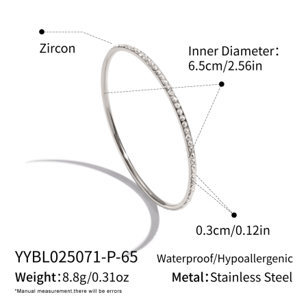 1 Stück luxuriöses, elegantes, rundes Armband aus wasserdichtem Edelstahl in Goldfarbe mit Zirkonia