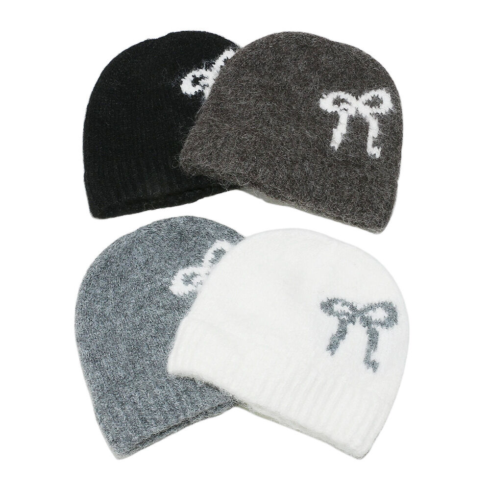 1 Piece Bow Knot Rayon Knitted Hat h5Picture3