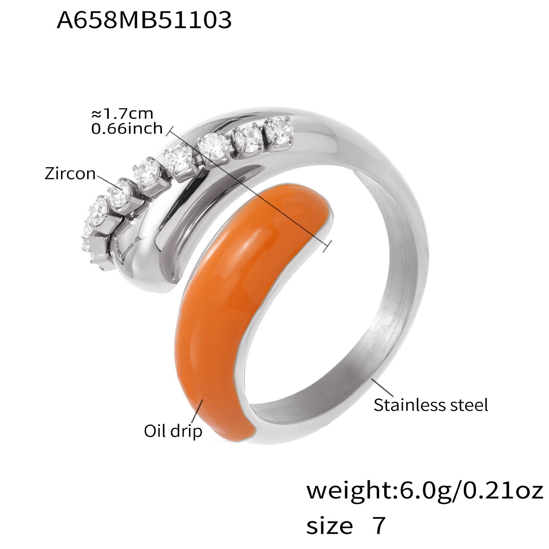 A658 - Steel Orange Droplet Ring/No.7 Picture7