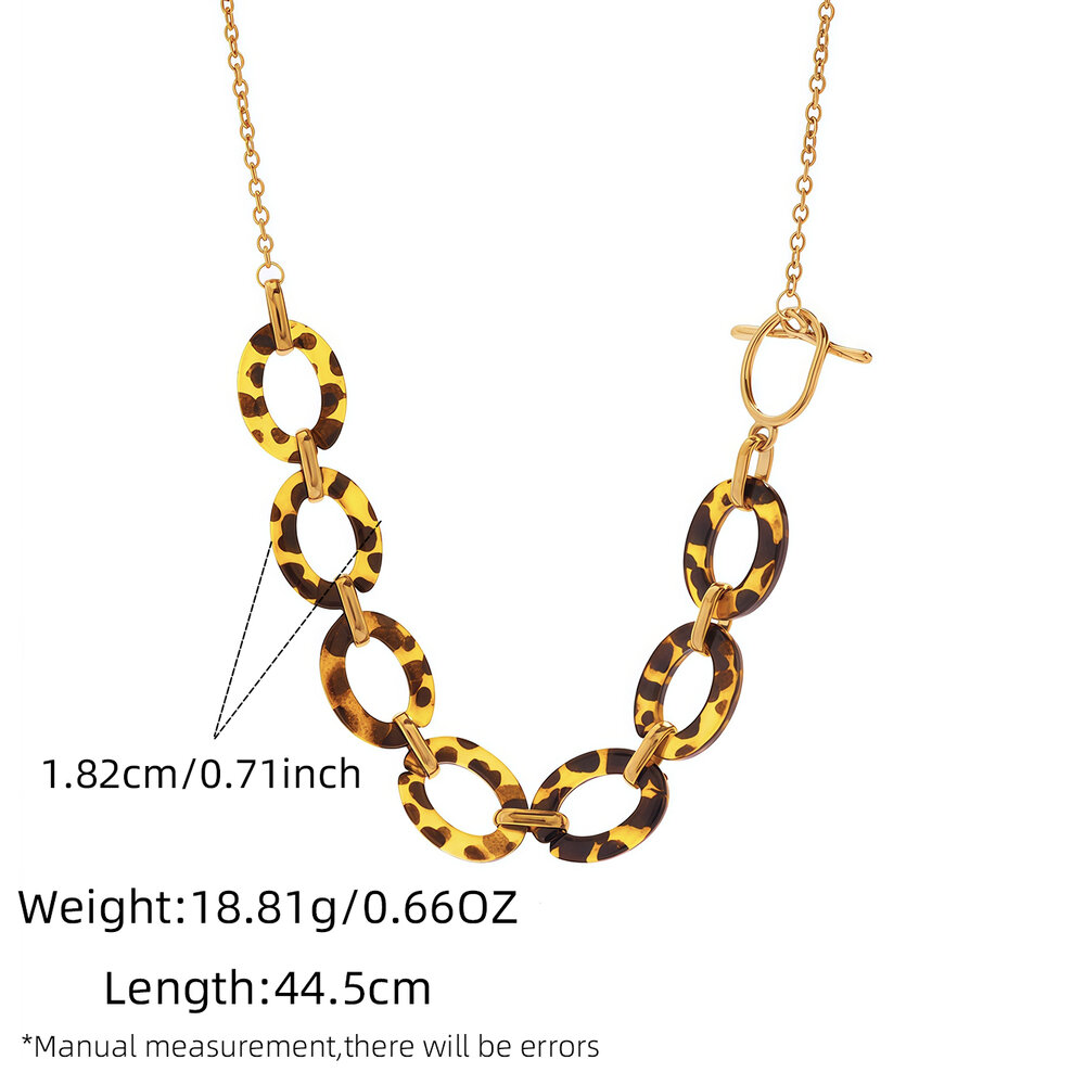 1 Piece Retro Leopard Print Steel Gold Color Women's Necklaces h5Picture2