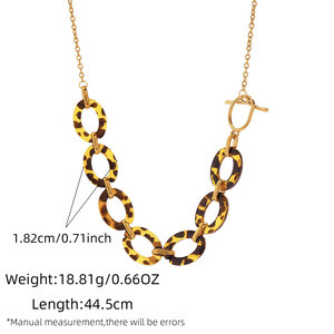 1 Piece Retro Leopard Print Steel Gold Color Women's Necklaces h5 Picture2