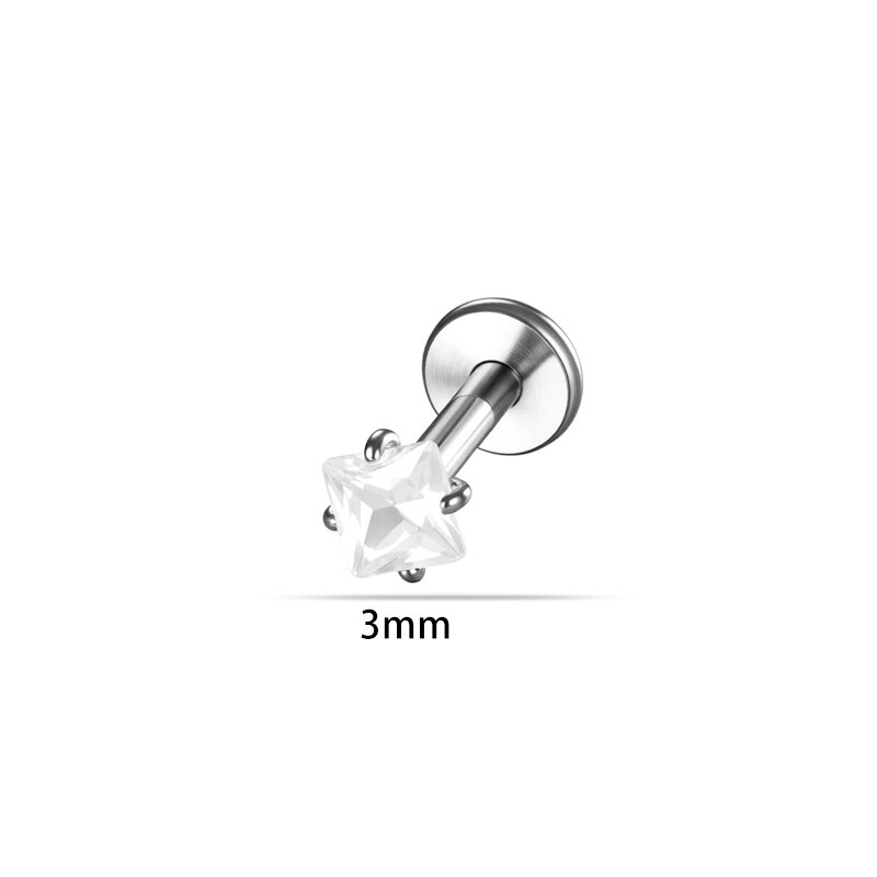 1 Piece Classic Square Stainless Steel Waterproof Zircon Women's Piercing Earrings Picture2