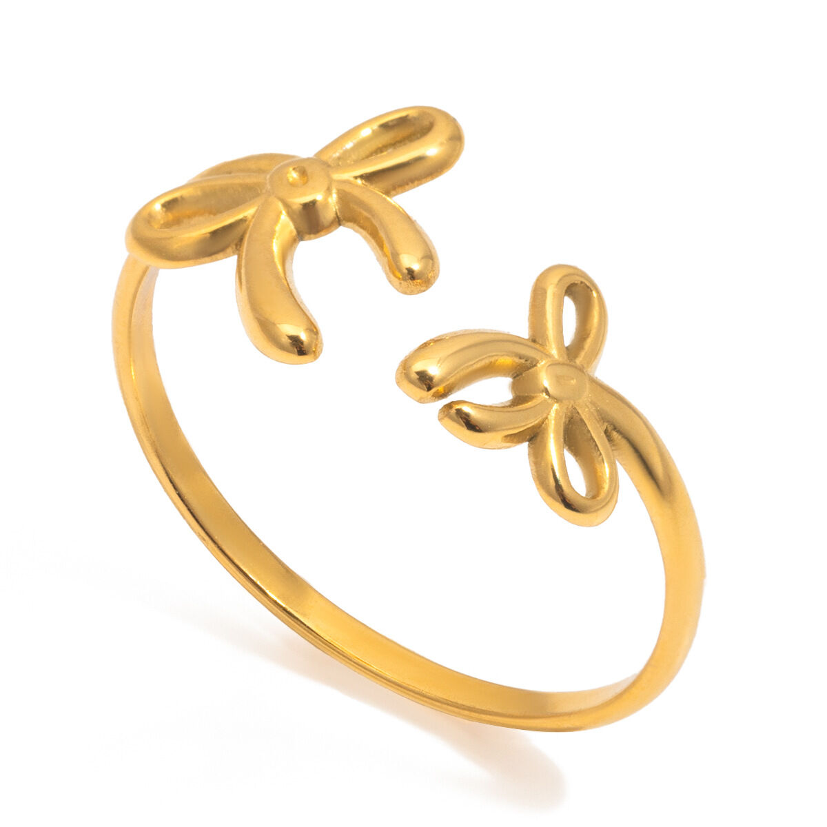 1 Piece Romantic Bow Knot Stainless Steel Waterproof Gold Color Statement Rings 