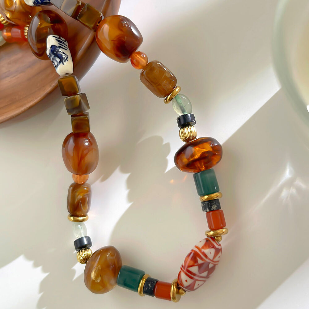1 Piece Resin Beads Natural Stone Beaded Necklace Picture3