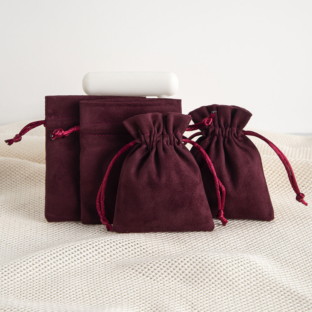 1 Piece Suede Velvet Drawstring Jewelry Bag