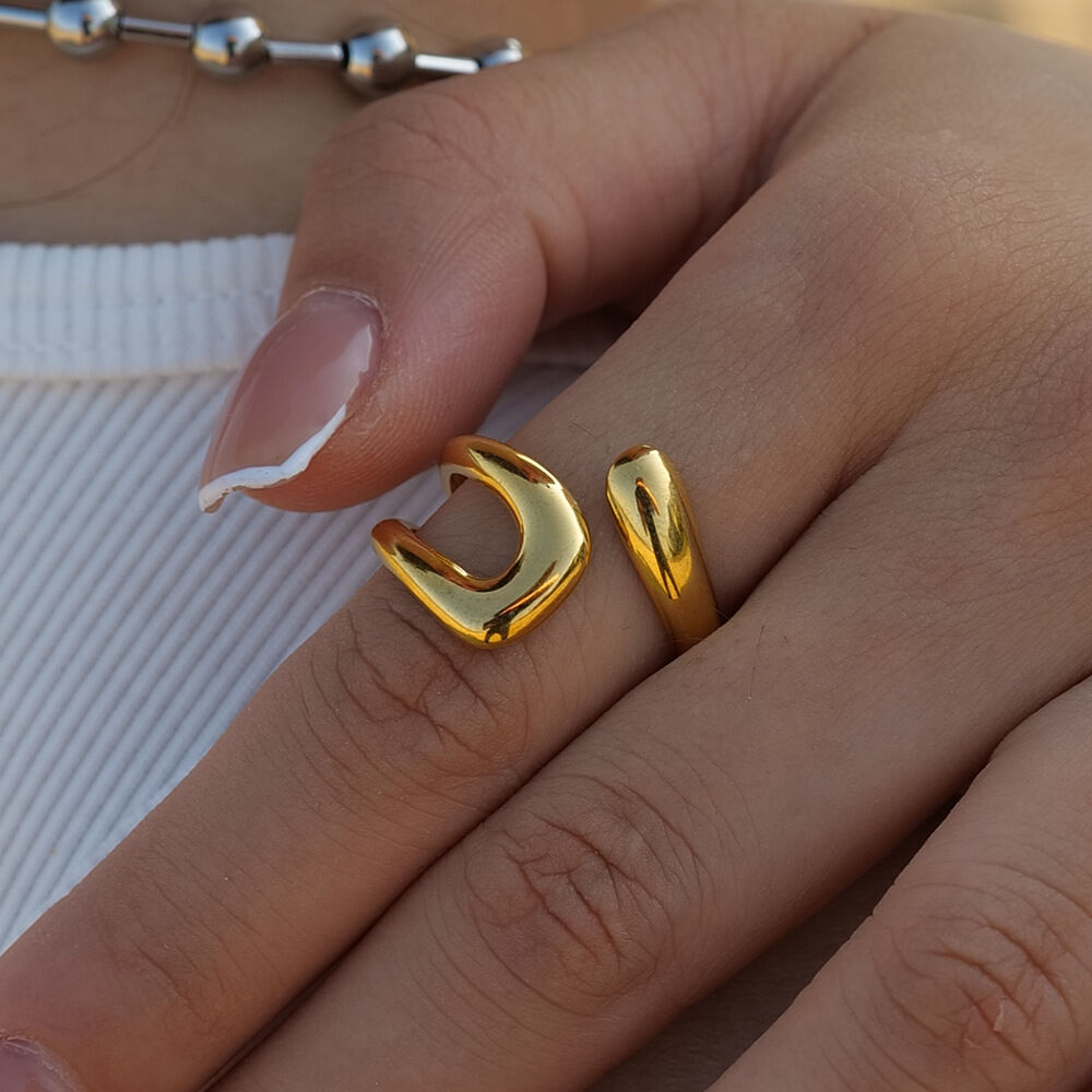 1 Piece Daily Irregular Shape Stainless Steel Waterproof Gold Color Women's Statement Rings