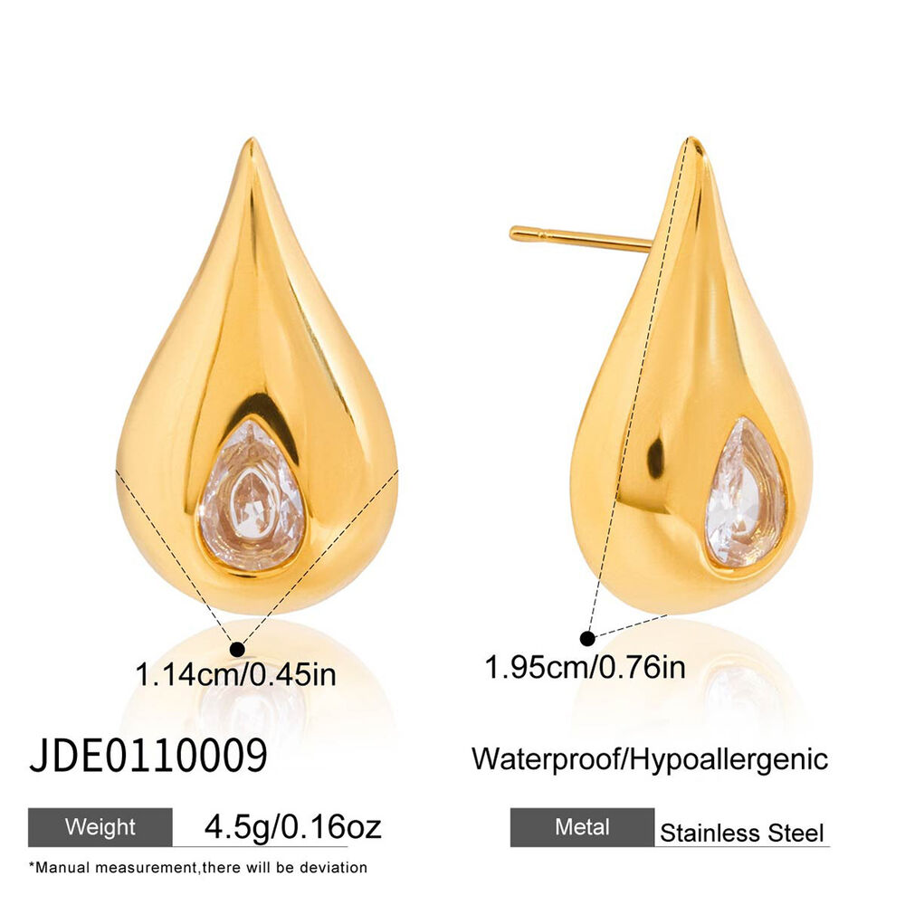 1 paire de boucles d'oreilles puces luxueuses en acier inoxydable étanche couleur or pour femme h5Image2