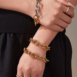 1 stuk moderne dikke ketting van titanium staal, goudkleurig, dameskettingen h5 Afbeelding2