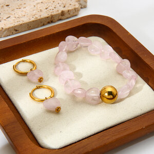 Ensemble de bijoux pour femme en perles en forme de cœur rose tendre (1 pièce) h5 Image2