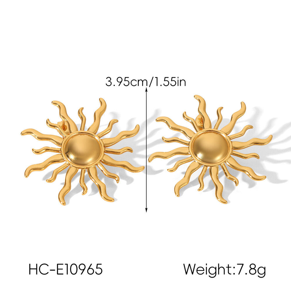 Sun Stainless Steel Waterproof Gold Color Pendant Necklace Set h5Picture2