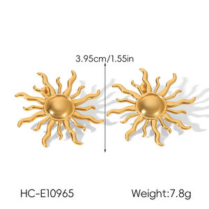 Sun Stainless Steel Waterproof Gold Color Pendant Necklace Set h5 Picture2